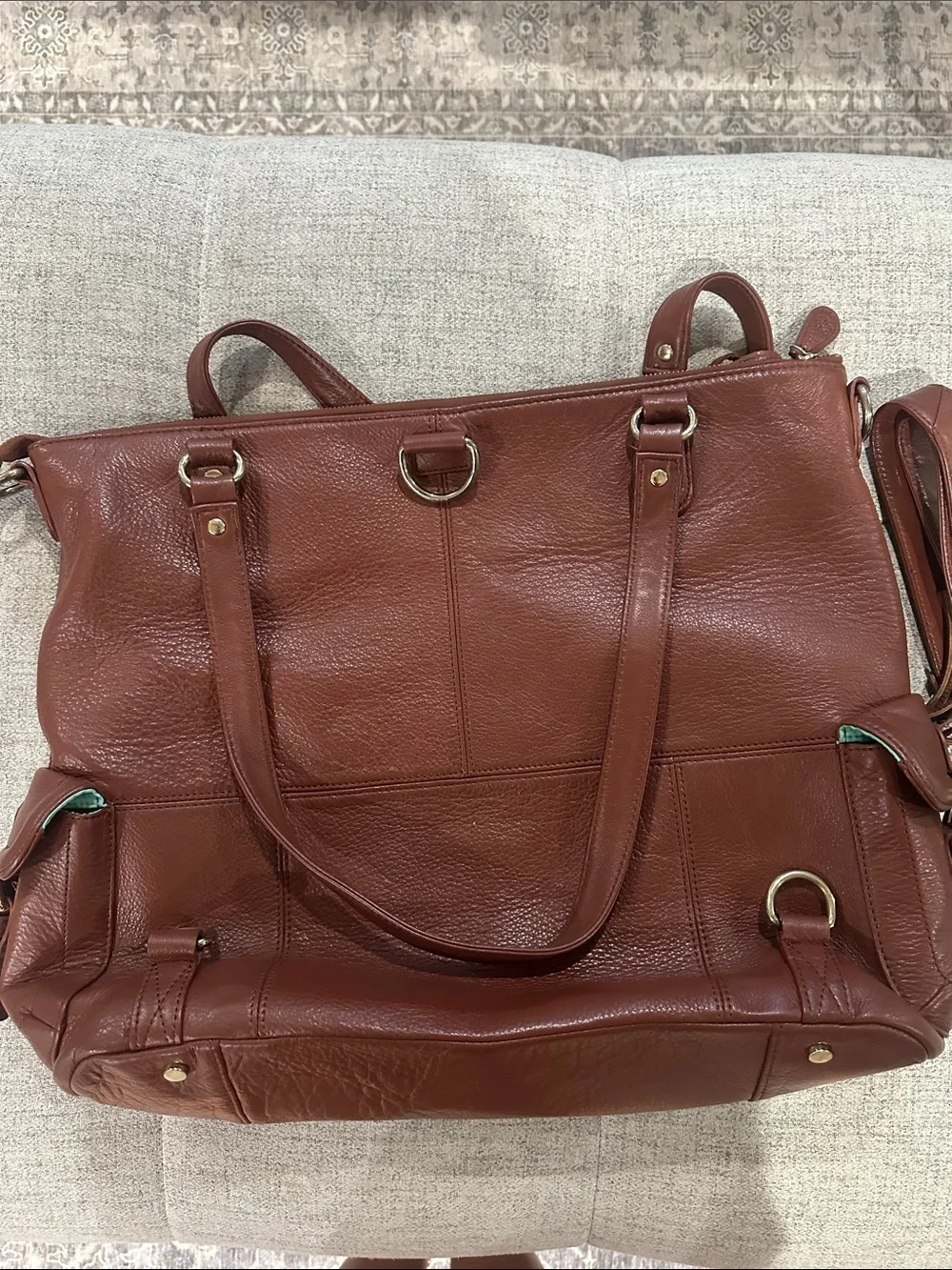 Lily Jade Megan Brown Leather Baby Diaper Bag